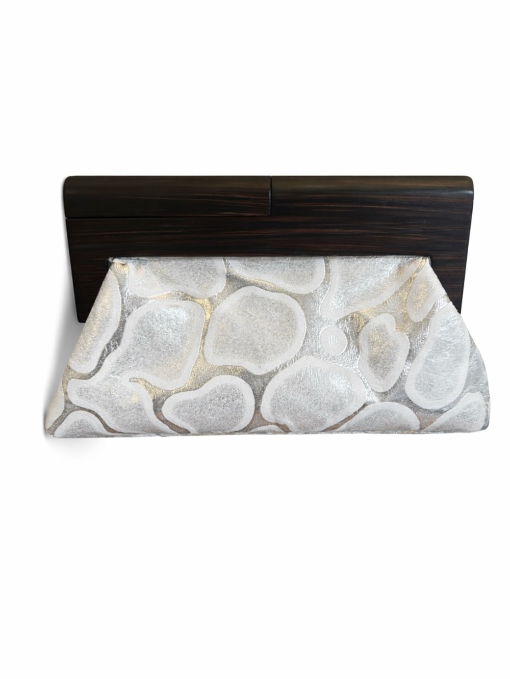 Vintage Fiona Silver Metallic Pebble Pattern Clutch